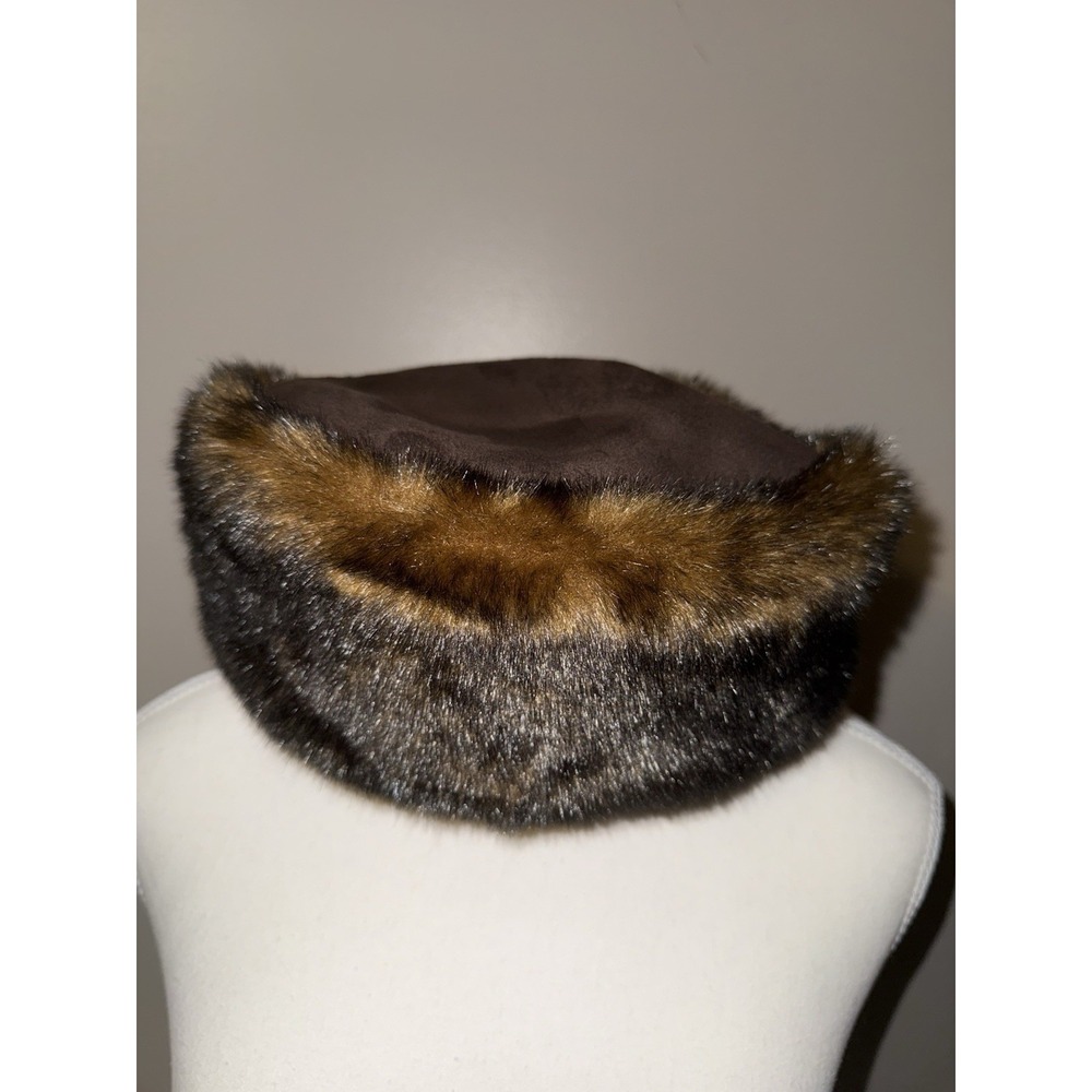 Vintage Preston & York Faux Fur Fleece Lined Bucket Hat Brown Winter Women's - Picture 2 of 7